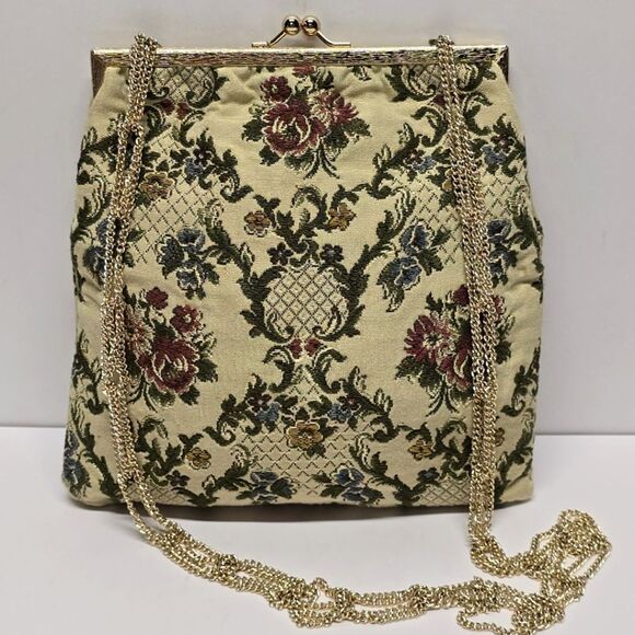 Vintage Walborg Floral Tapestry Purse Shoulder Bag Double Chain West Germany - Picture 2 of 8